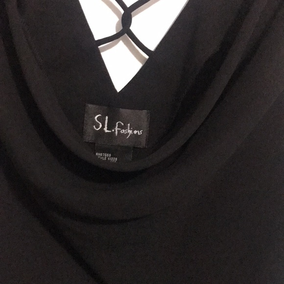 S.L.Fashions cowl neck sleeveless dressy top with chris cross back - Picture 3 of 3